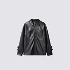 Faux Leather W Zip-up Jacket