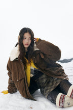 Brown Fleece Neck Funnel Hunter Jackets