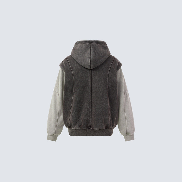 Splited Washed Zip-up Hoodie
