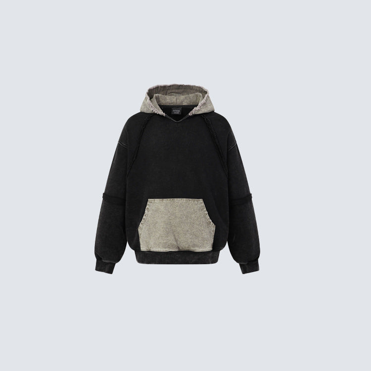 Patched Distressed Hoddie