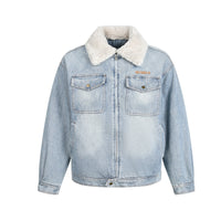 Miu Fleece Lapel Denim Jacket