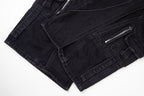 Black Biker Curved Baggy Pants