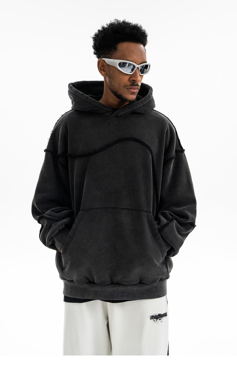 Oversized Distressed Wave Hoodie