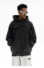 Oversized Distressed Wave Hoodie