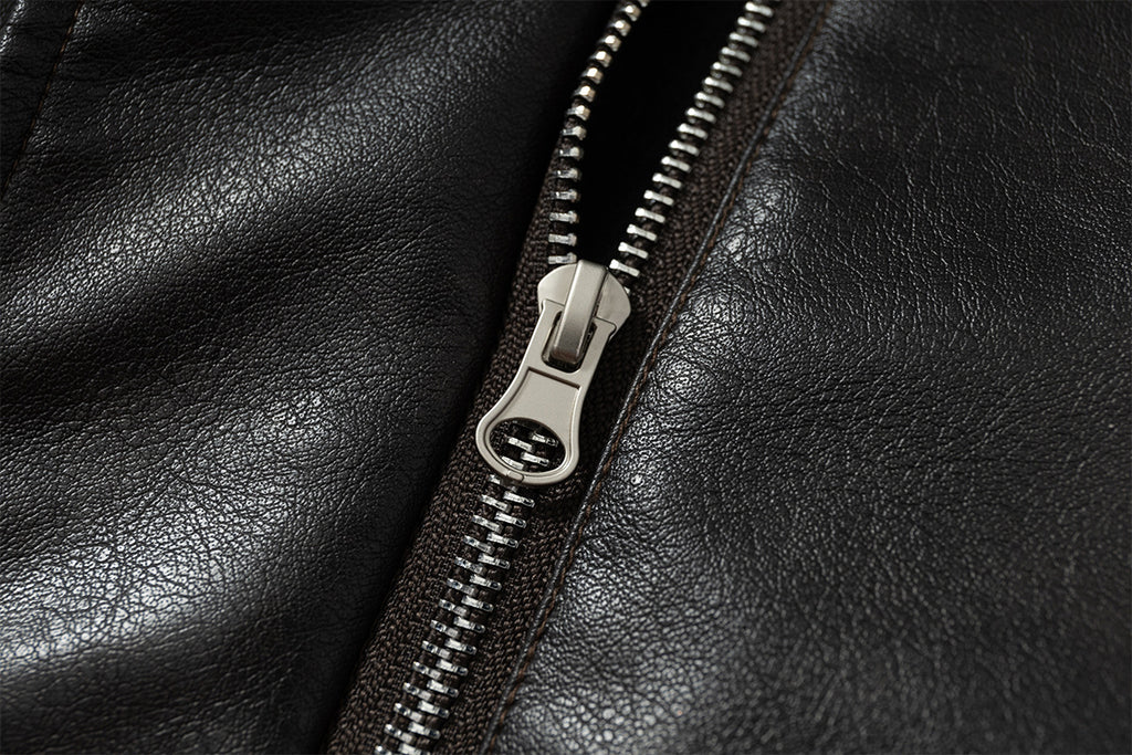 Oversize Fleece Lining Faux Leather Flight Bomber Jacket