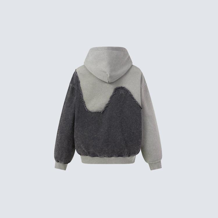 Curved Distressed Hoodie