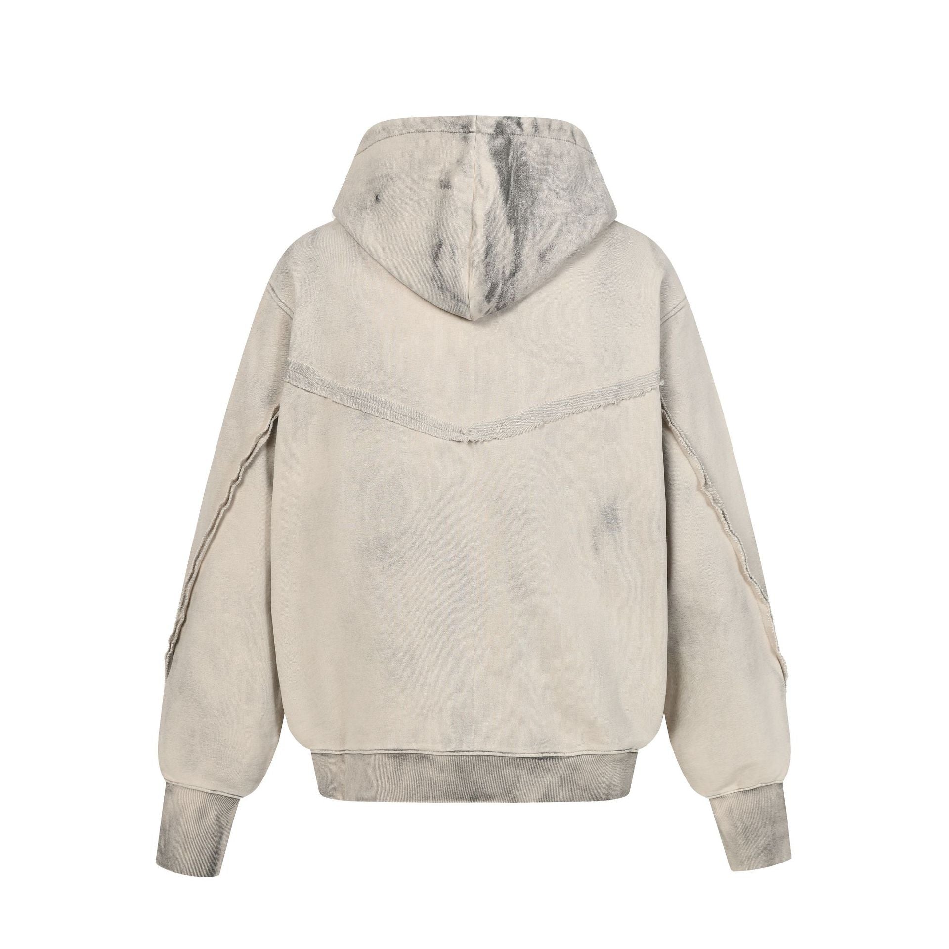 Symmetrical Distressed Zip Up Hoodie