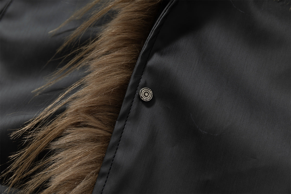 Fleece Lining Faux Fur Over Biker Jacket