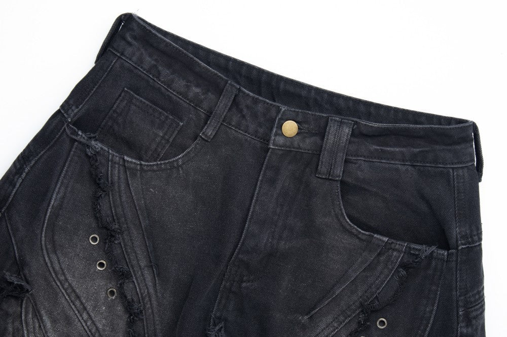 Heavy Wash Distressed Denim Pants