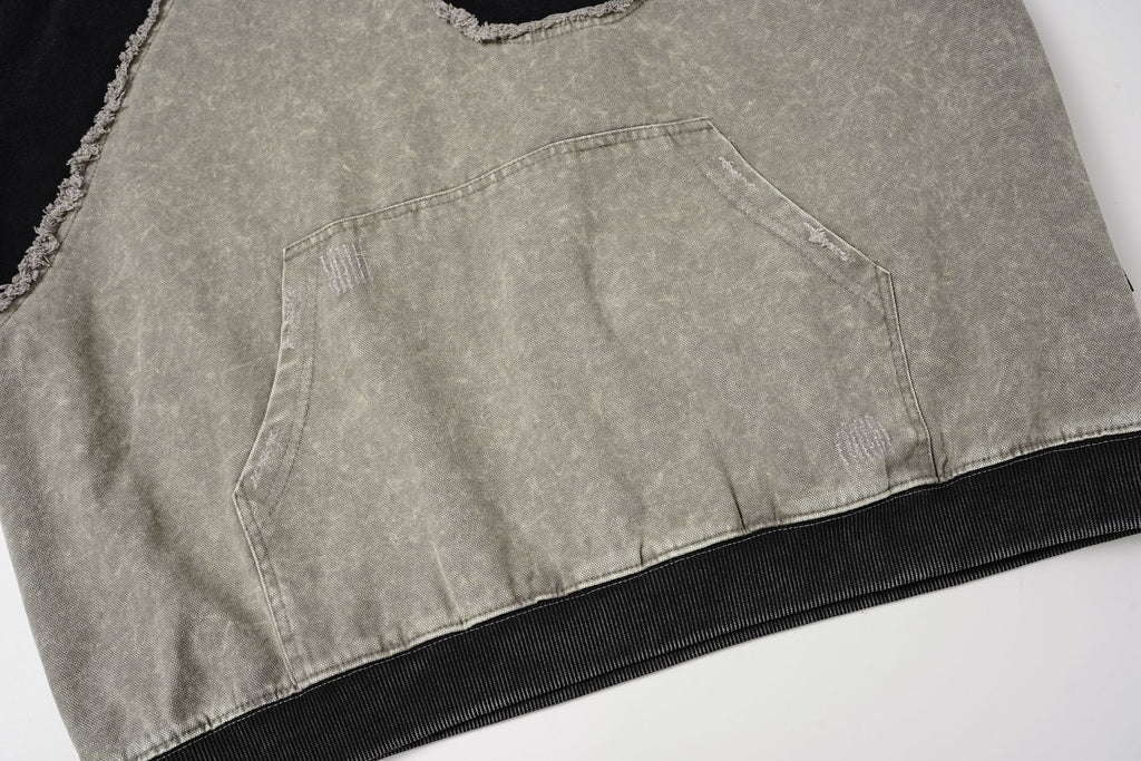Curved Distressed Hoodie