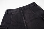 Black Biker Curved Baggy Pants