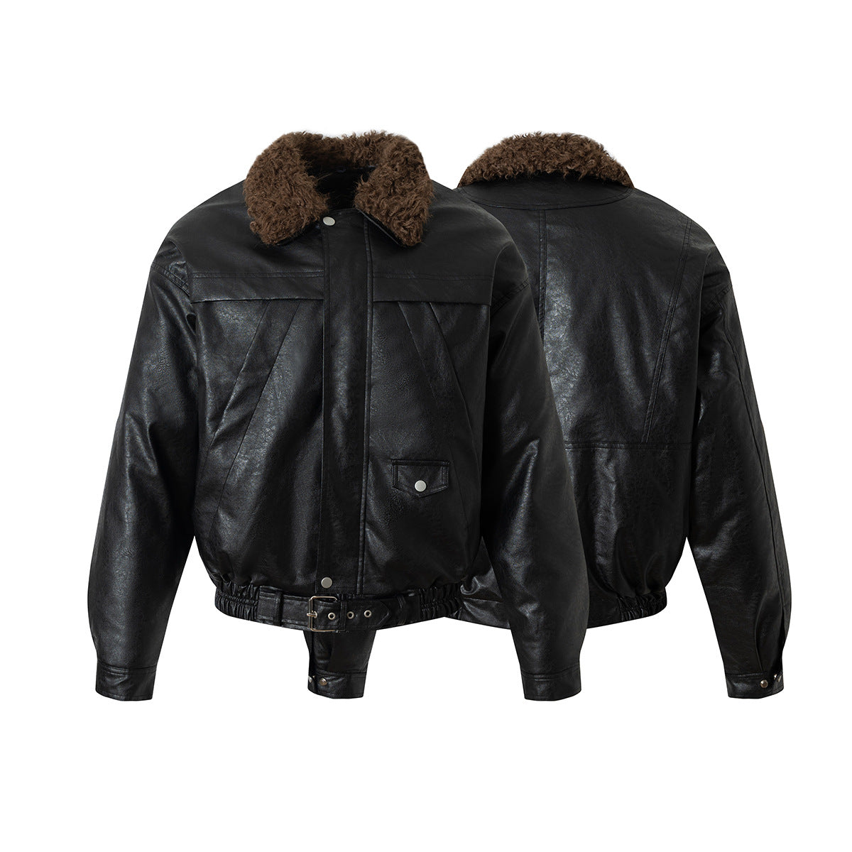 Detachable Fleece Neck Oversized Flight Bomber Jacket