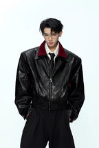 Glossy Snake Print Leather Jacket