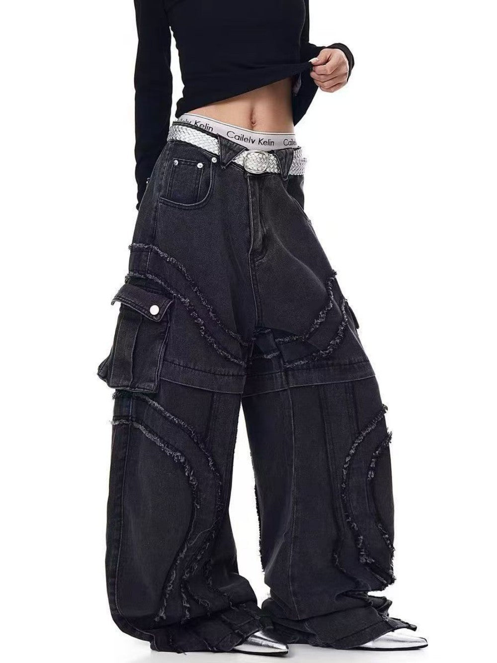 Baggy Curved Wave Denim Jeans