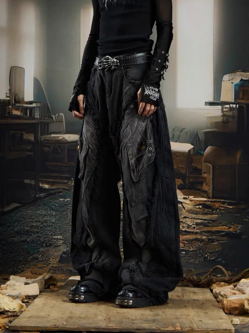 Heavy Wash Distressed Denim Pants