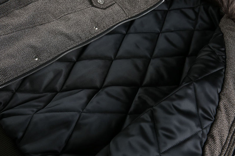 Grey Faux Fur Hooded Flight Jacket