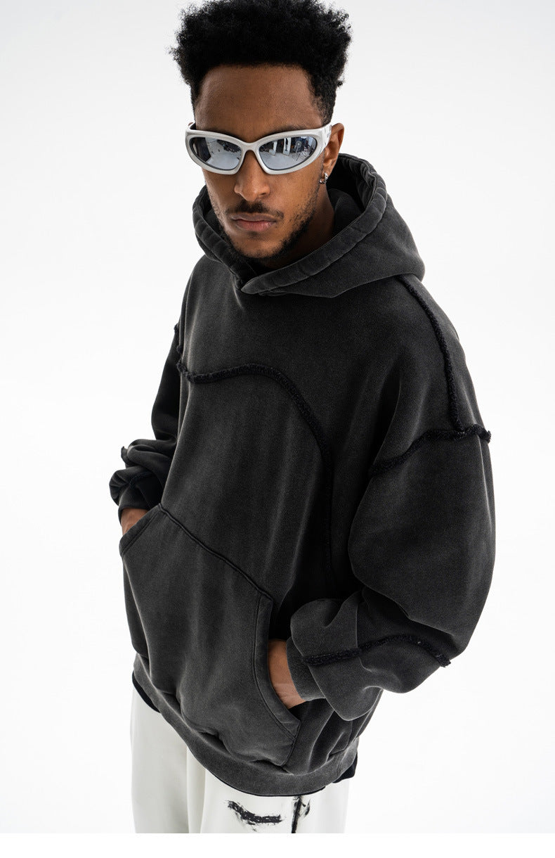 Oversized Distressed Wave Hoodie