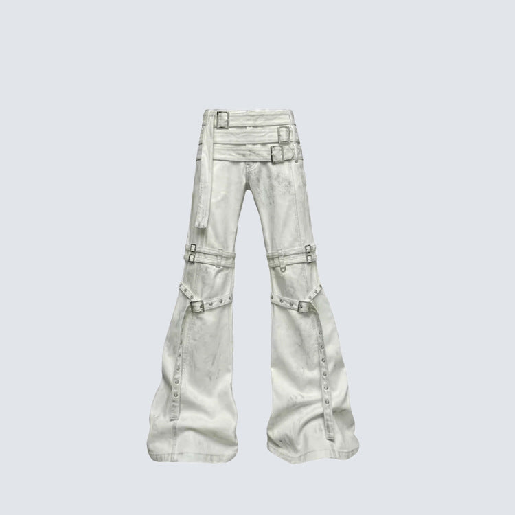 White Punk Bondage Pants