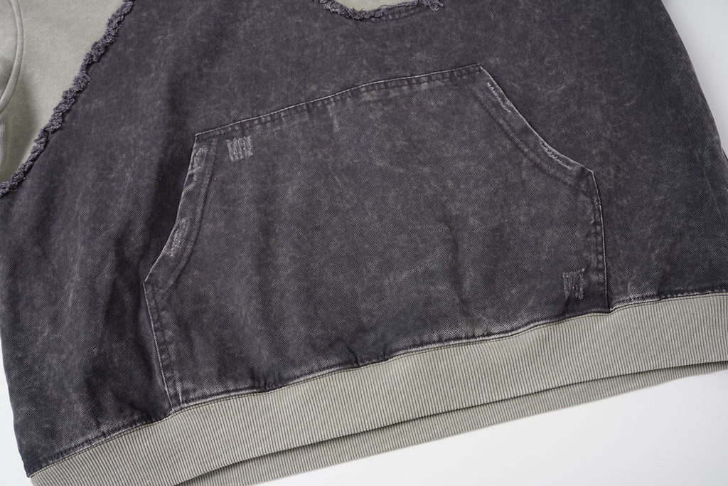 Curved Distressed Hoodie