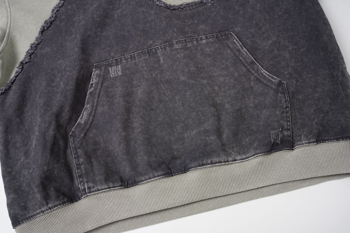 Curved Distressed Hoodie