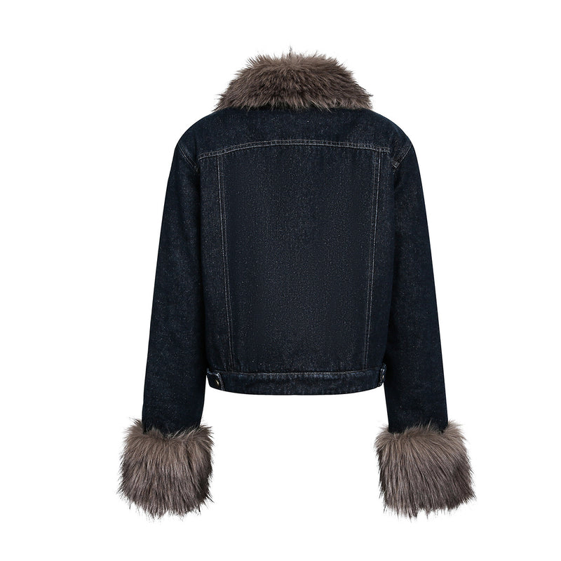 Detachable Faux Fur Denim Jacket