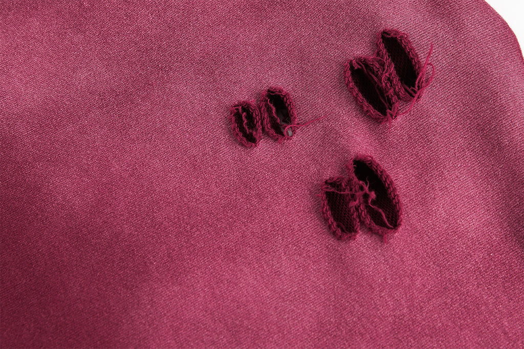 B Ripped Semi Zip-Up Hoodie