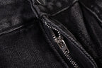 Black Biker Curved Baggy Pants