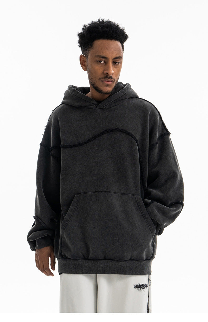 Oversized Distressed Wave Hoodie
