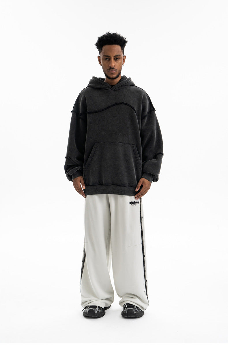Oversized Distressed Wave Hoodie