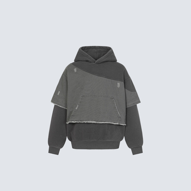 Splited Distressed Hoddie