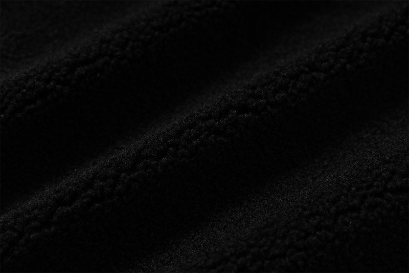 Fleeced Faux Leather Hooded Zip-Up Funnel Jacket