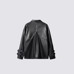 Faux Leather W Zip-up Jacket