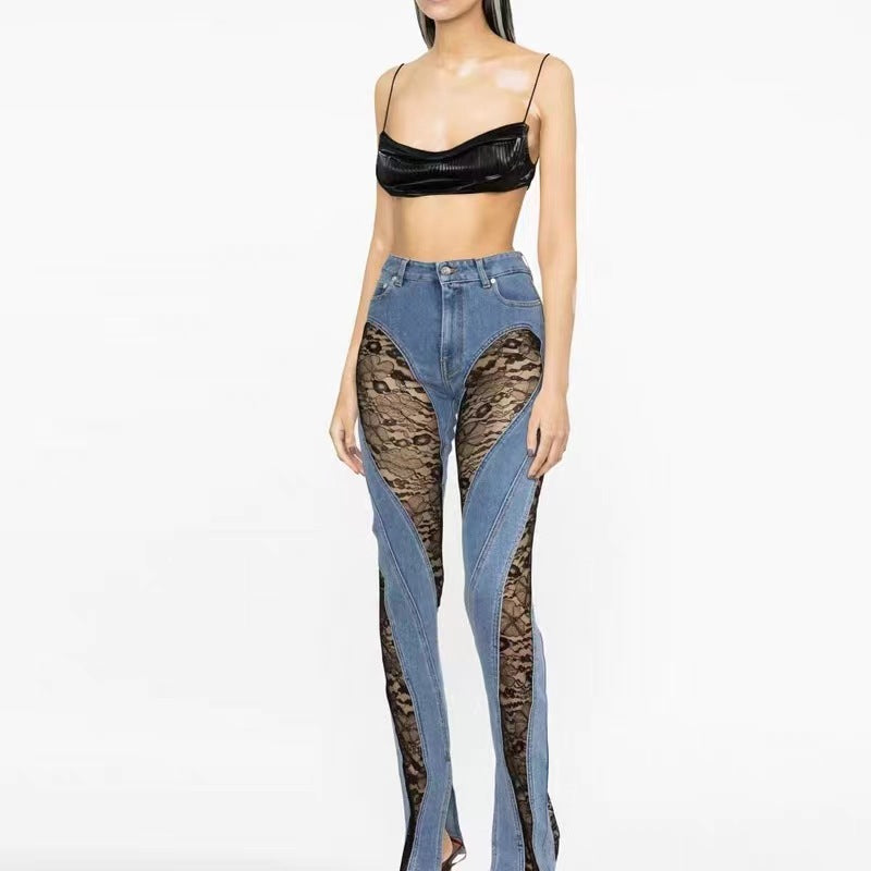 DENIM LACE PANTS