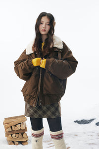 Brown Fleece Neck Funnel Hunter Jackets