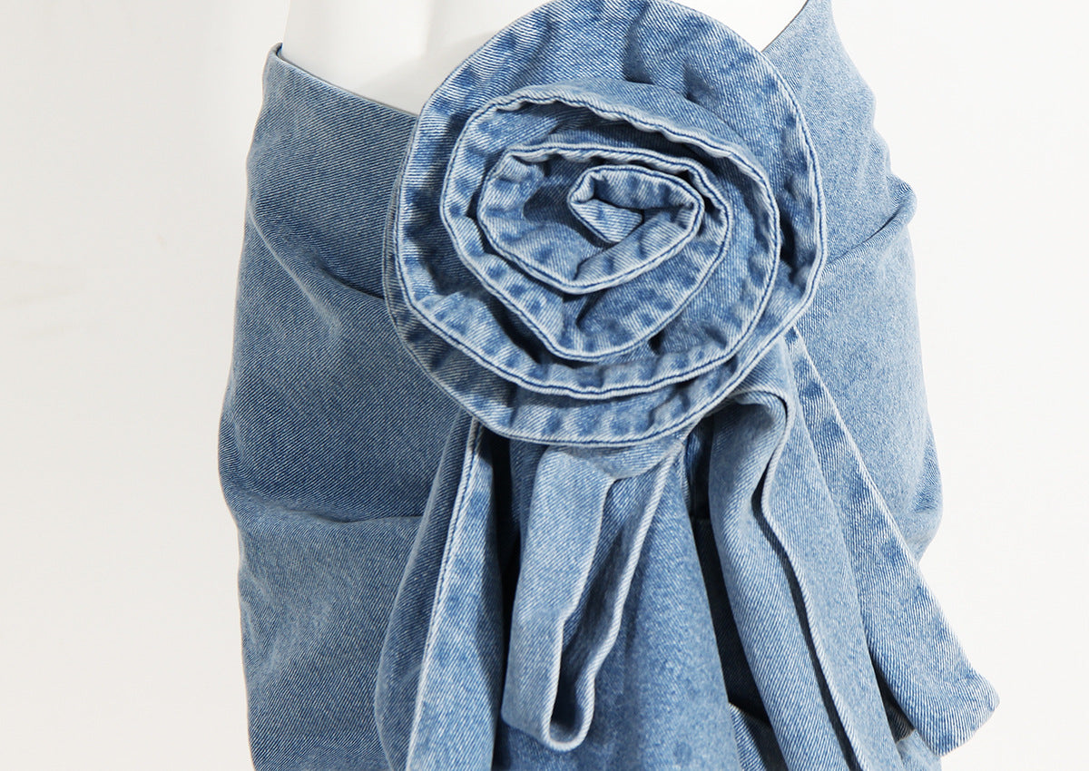 DENIM ROSE MINISKIRT