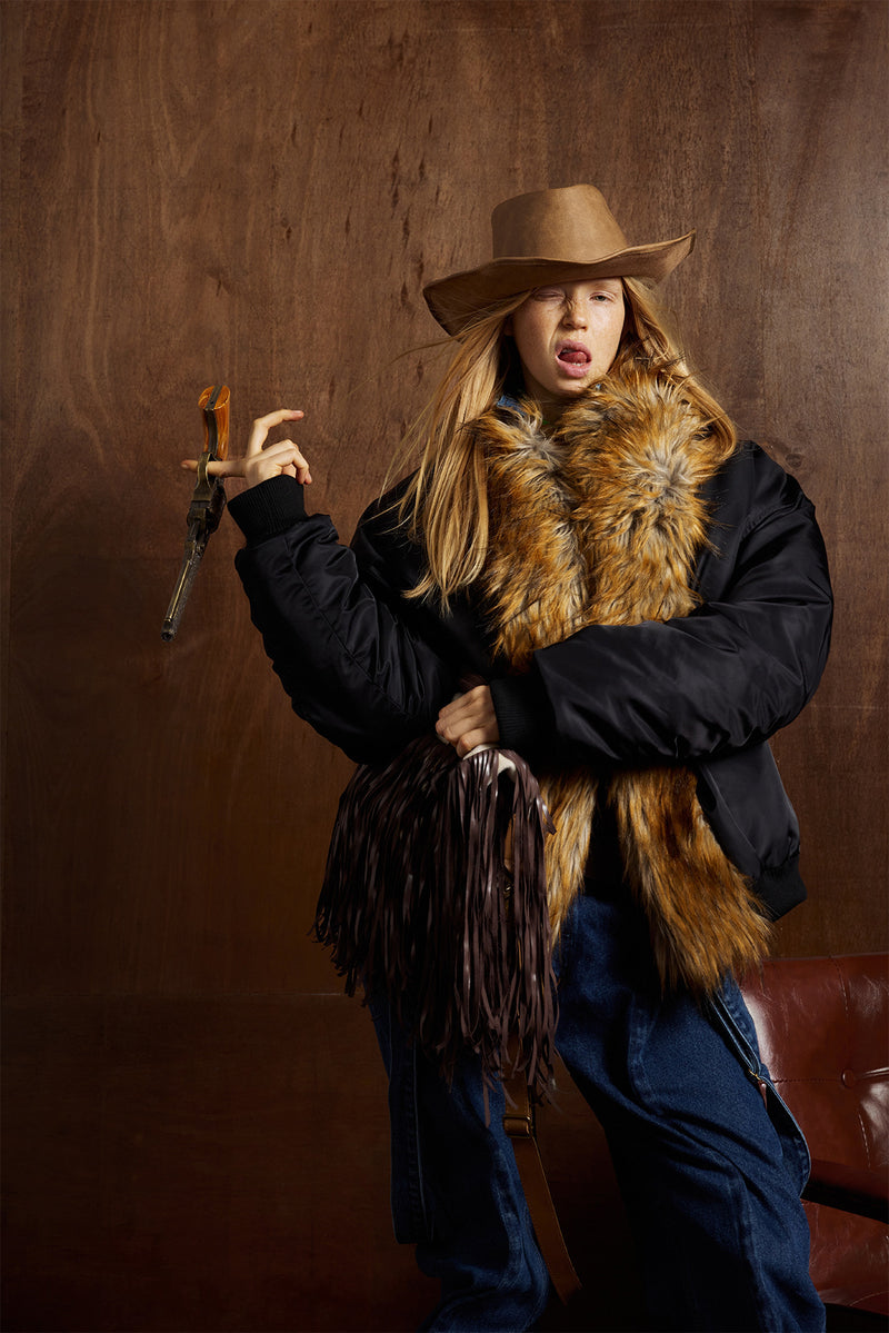 Oversize Faux Fur Flight Bomber Jacket