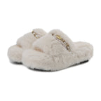 White Platform Chain Pearl Furry Slippers