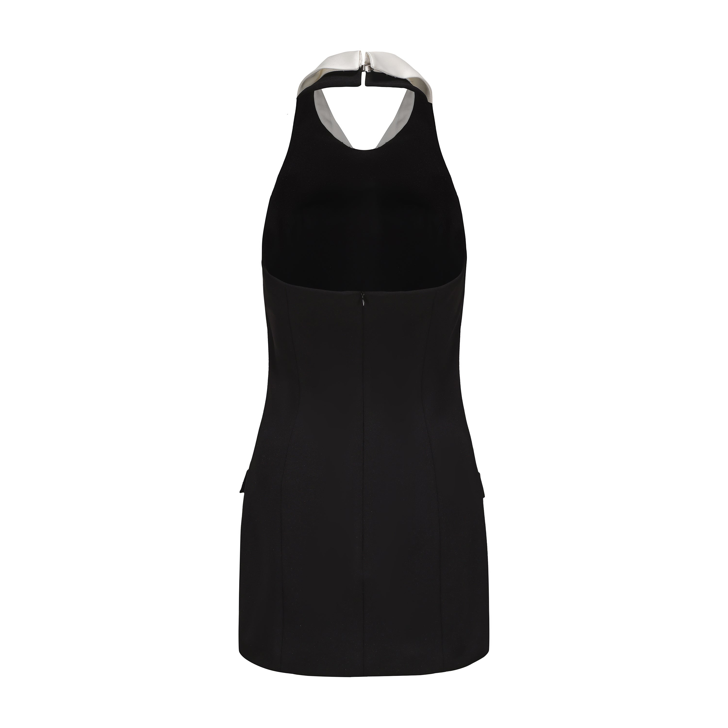 Black Bow Collared Waist-Cinching Dress