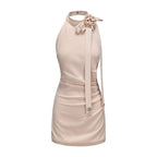 Pink Halter Ruched Dress