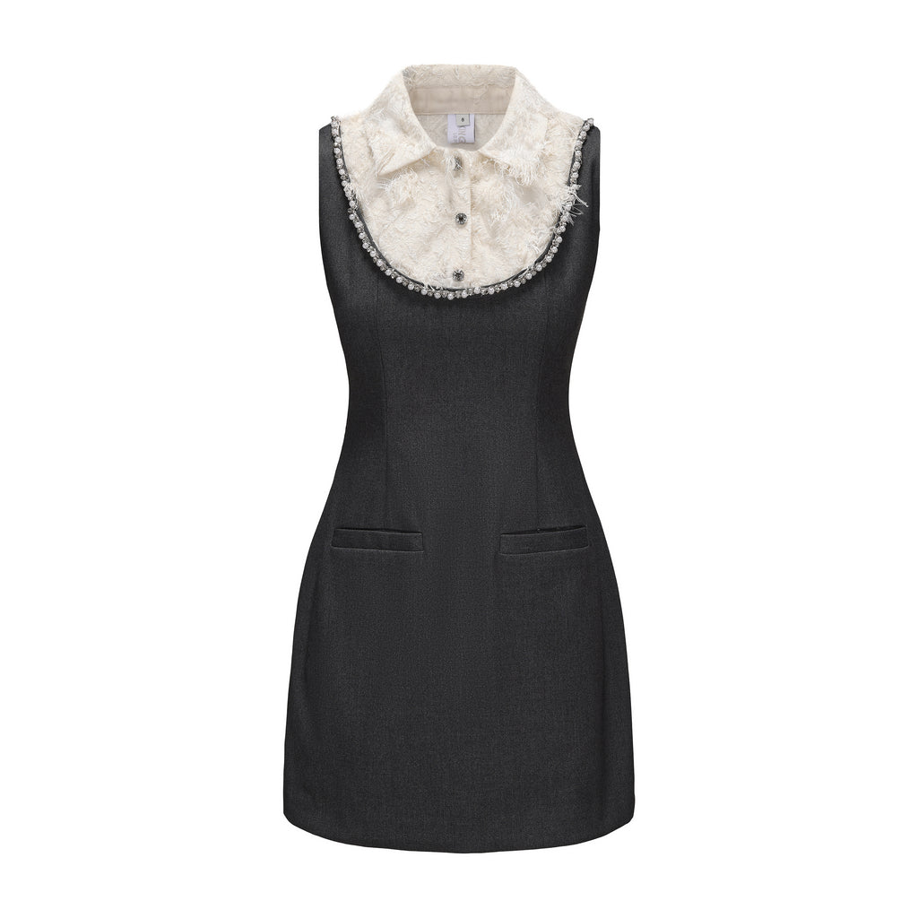 Gray Collar-Patchwork Dress