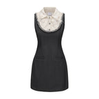 Gray Collar-Patchwork Dress