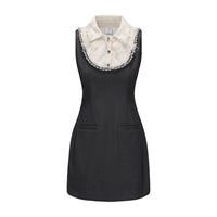 Gray Collar-Patchwork Dress
