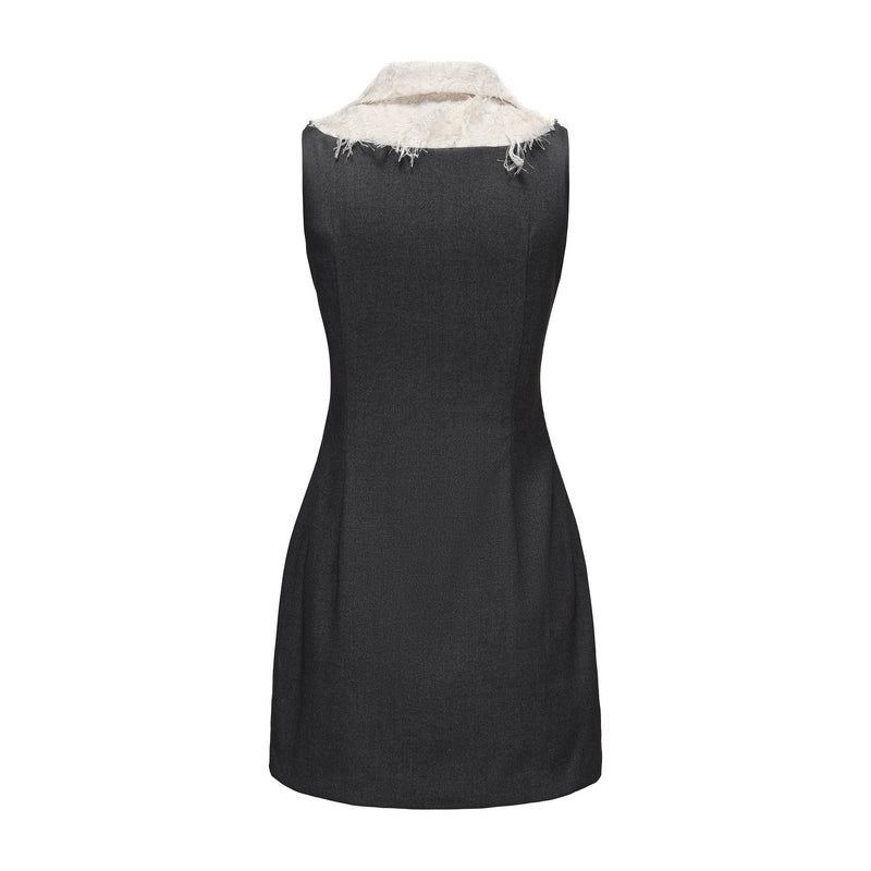 Gray Collar-Patchwork Dress