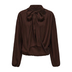 Brown Satin Ribbon Shirt