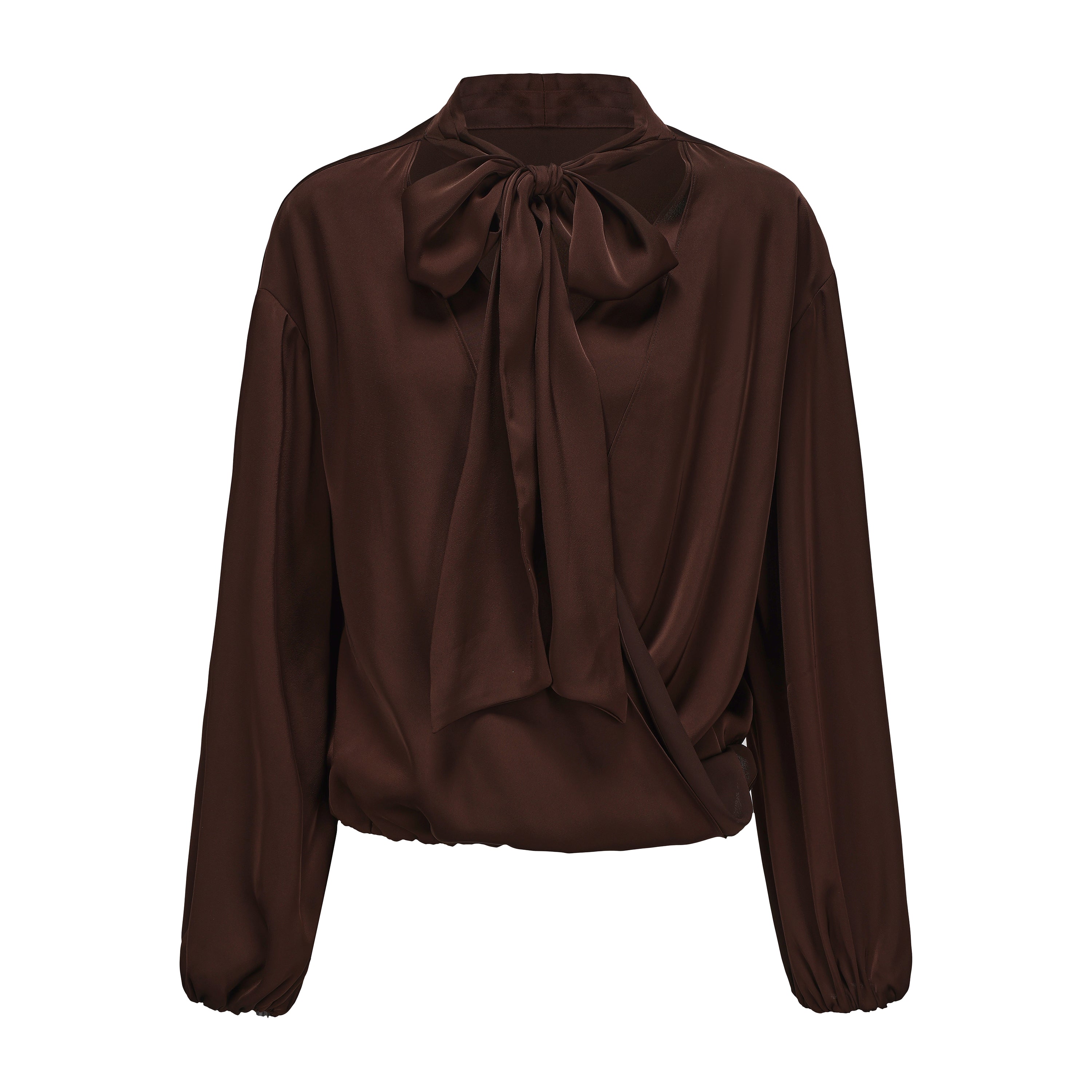 Brown Satin Ribbon Shirt