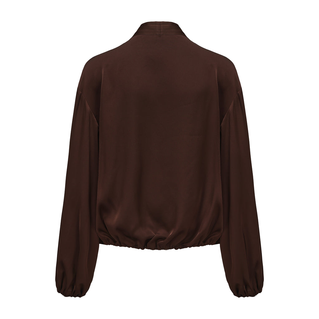 Brown Satin Ribbon Shirt