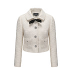 White Tweed Bow Jacket (Detachable Bow)
