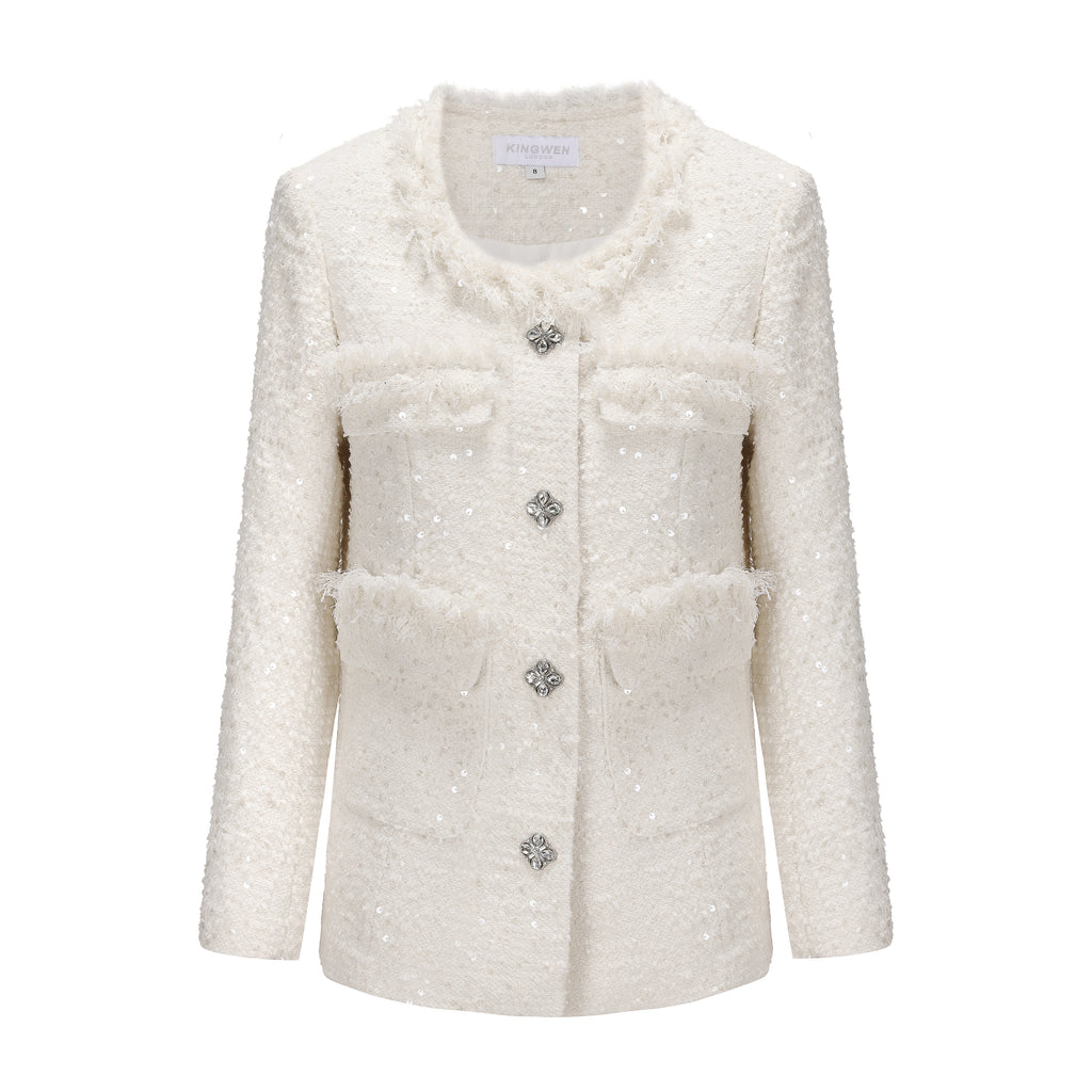 White Long Tweed Jacket
