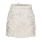 White Textured Fringe Skirt