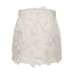 White Textured Fringe Skirt